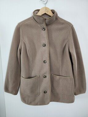 L.L. BEAN Polartec Fleece Jacket Coat Tan Taupe Color Size Medium Gorpcore Layer